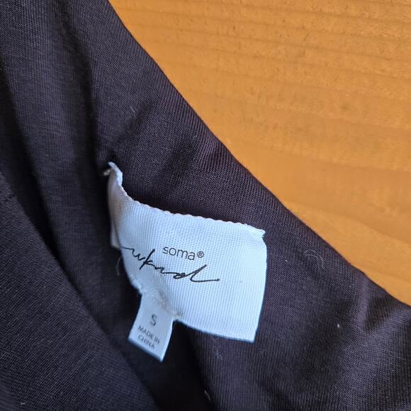 Soma Weekend Soft Jersey One Shoulder Maxi Bra Dress Black Small Travel Beachy - Picture 4 of 4